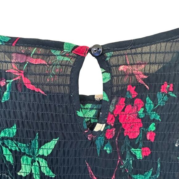 Terra & Sky Womens Top Plus‎ Size 1X Floral Elastic Stretch Peplum Blouse Sheer - Picture 4 of 9